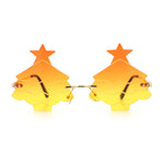 Unique Christmas Tree Rimless Gradient Lens Party Shade Sunglasses