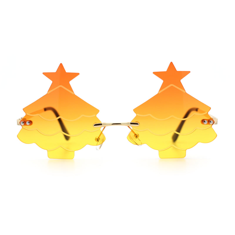 Unique Christmas Tree Rimless Gradient Lens Party Shade Sunglasses