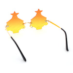 Unique Christmas Tree Rimless Gradient Lens Party Shade Sunglasses