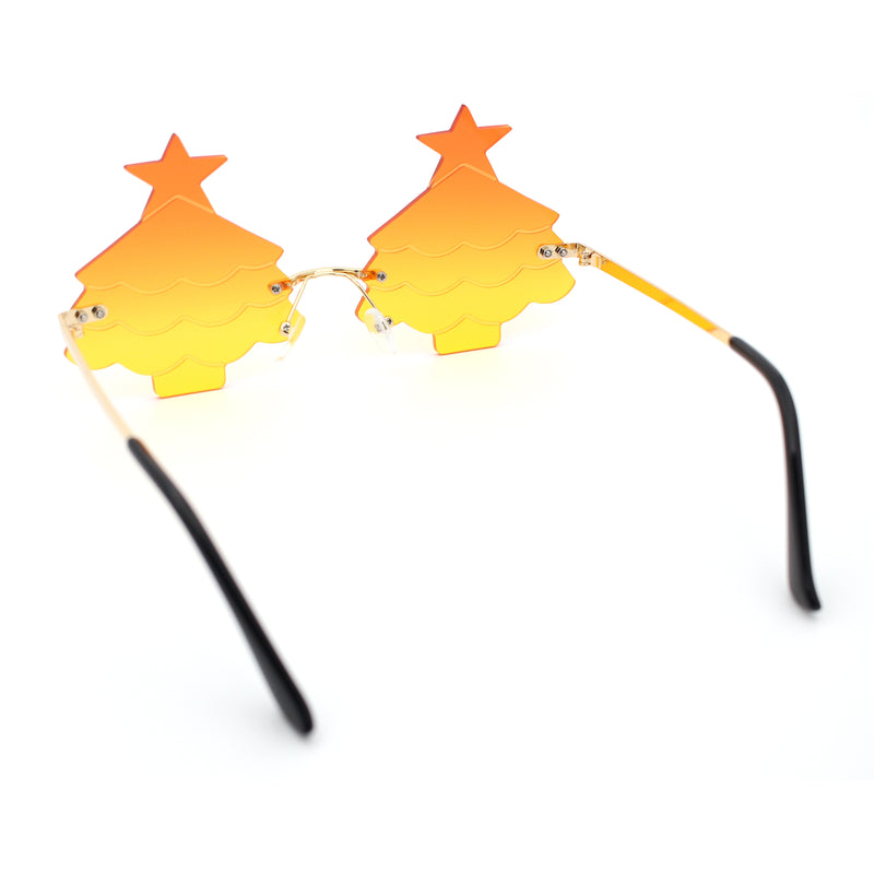 Unique Christmas Tree Rimless Gradient Lens Party Shade Sunglasses