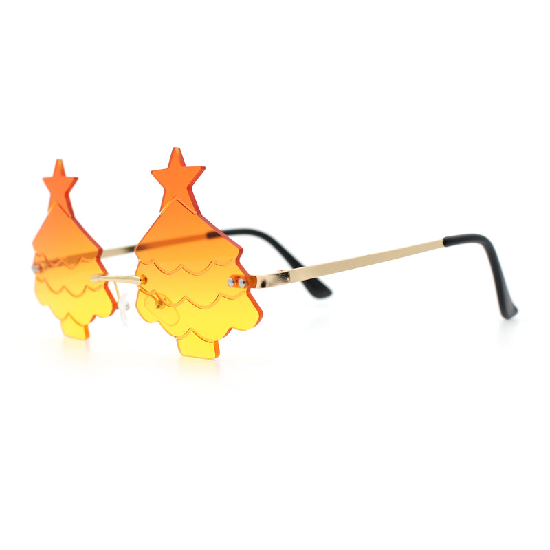 Unique Christmas Tree Rimless Gradient Lens Party Shade Sunglasses