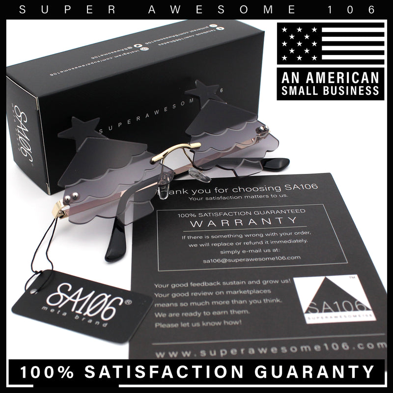 Unique Christmas Tree Rimless Gradient Lens Party Shade Sunglasses