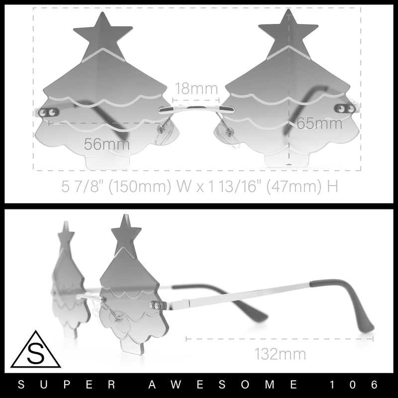 Unique Christmas Tree Rimless Gradient Lens Party Shade Sunglasses