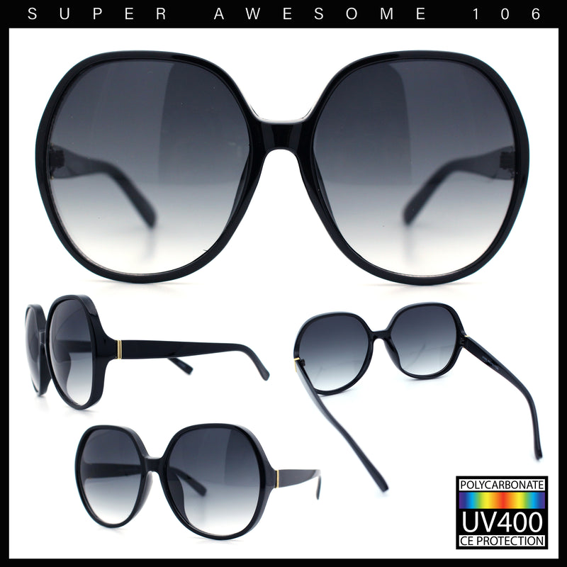 Womens Oversized Round Butterfly Minimal Plastic Iconic Diva Sunglasses