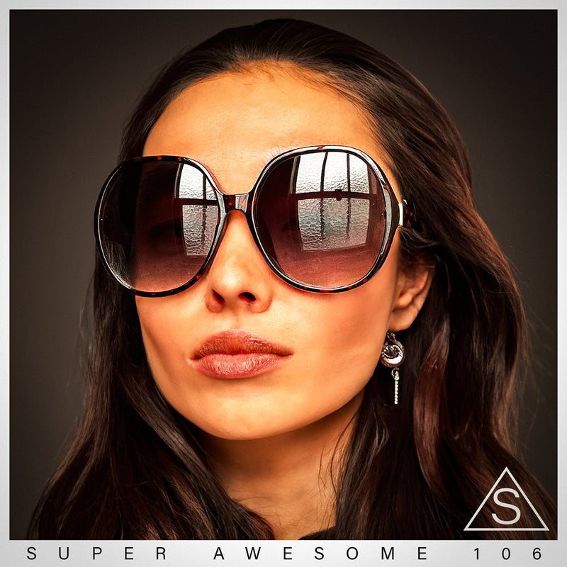 Womens Oversized Round Butterfly Minimal Plastic Iconic Diva Sunglasses