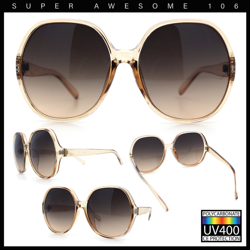 Womens Oversized Round Butterfly Minimal Plastic Iconic Diva Sunglasses