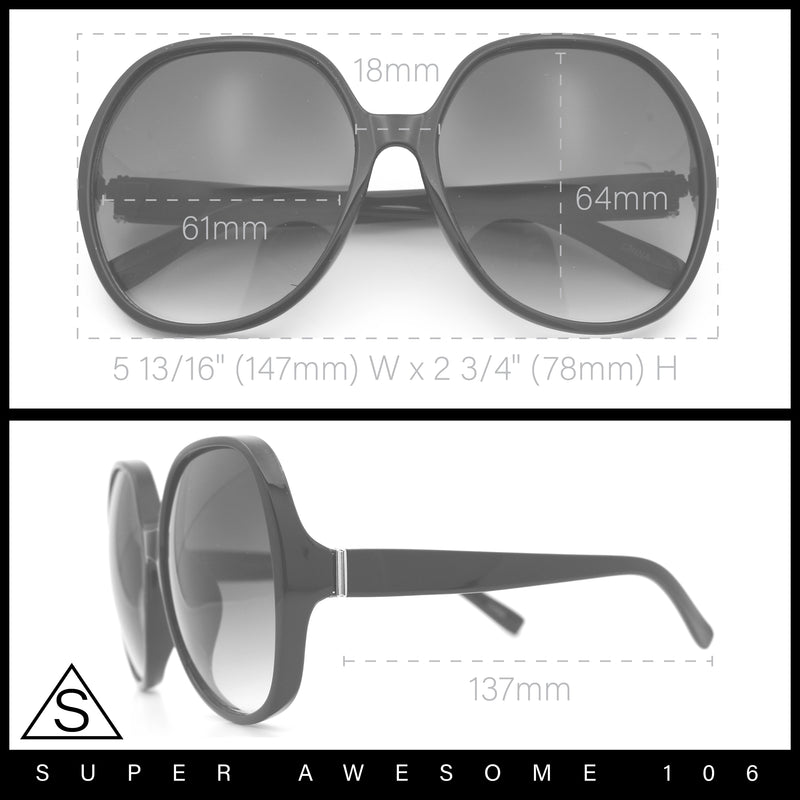Womens Oversized Round Butterfly Minimal Plastic Iconic Diva Sunglasses