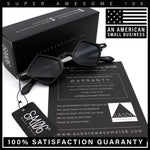 Micro Diamond Shape Thin Plastic Hipster Hustler Retro Sunglasses