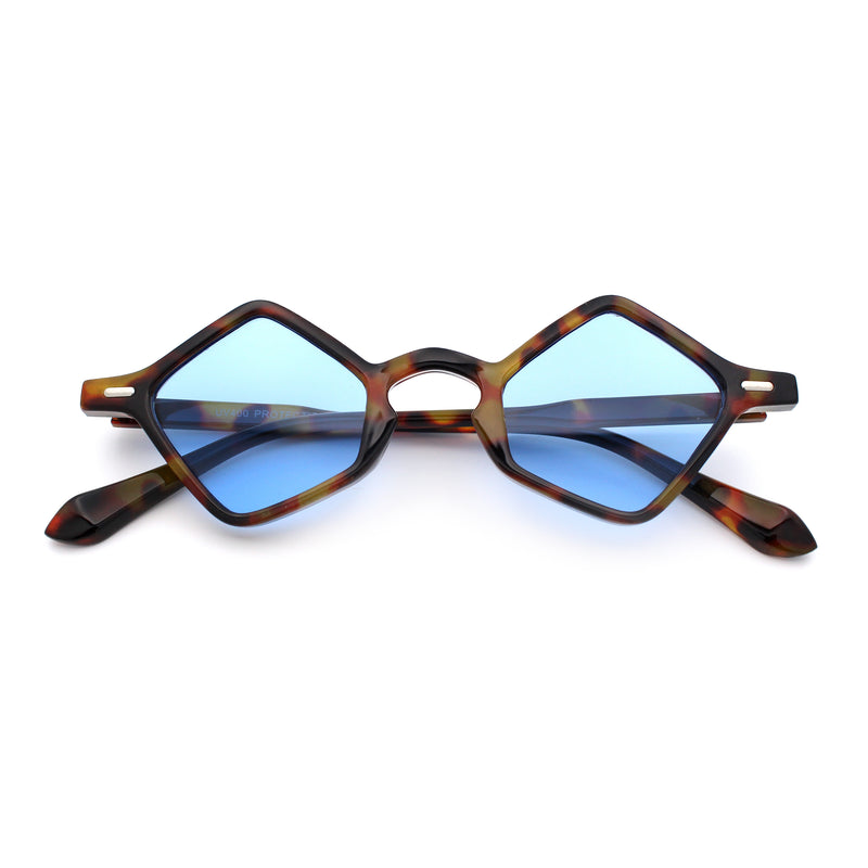 Micro Diamond Shape Thin Plastic Hipster Hustler Retro Sunglasses