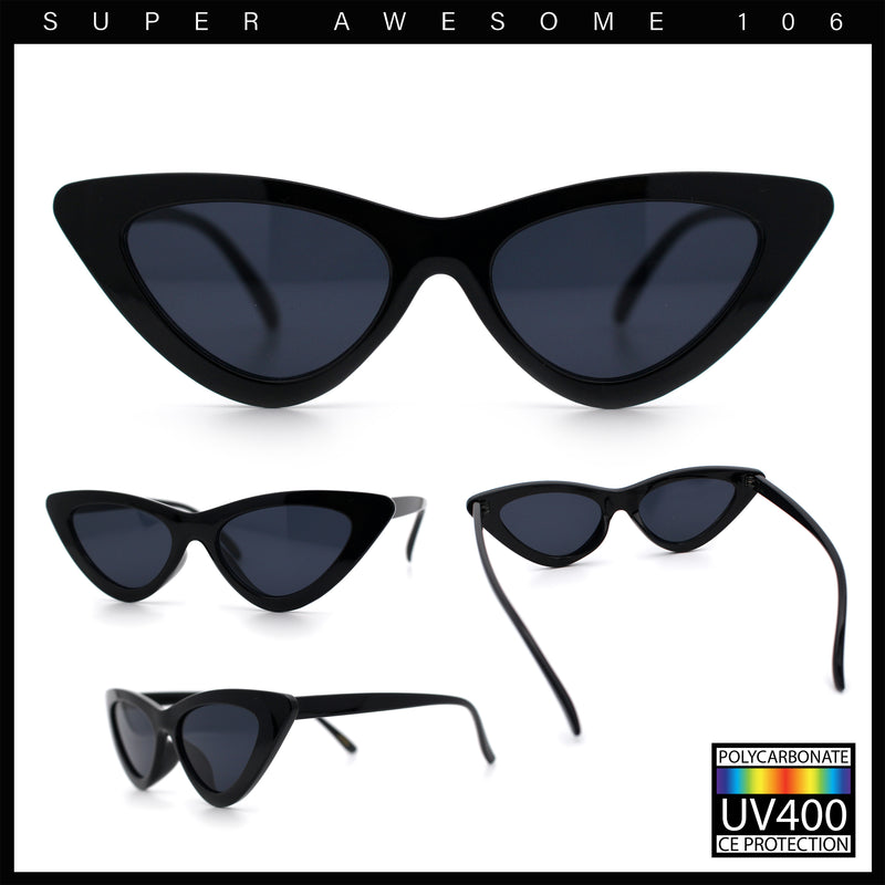 Womens Snug Retro Fit Timeless Cat Eye Plastic Sunglasses