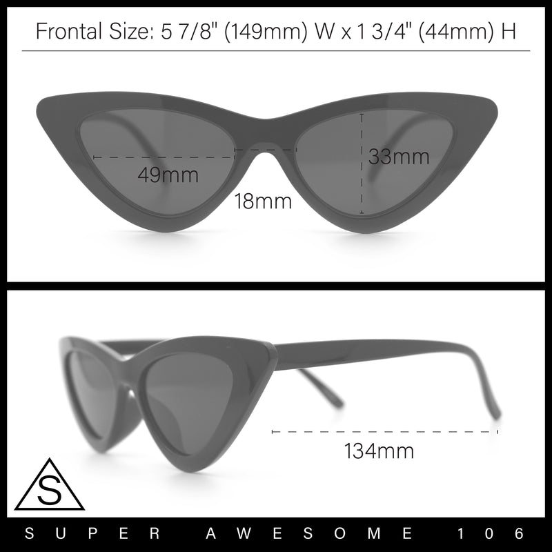Womens Snug Retro Fit Timeless Cat Eye Plastic Sunglasses