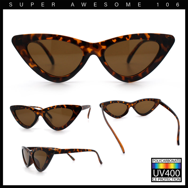 Womens Snug Retro Fit Timeless Cat Eye Plastic Sunglasses