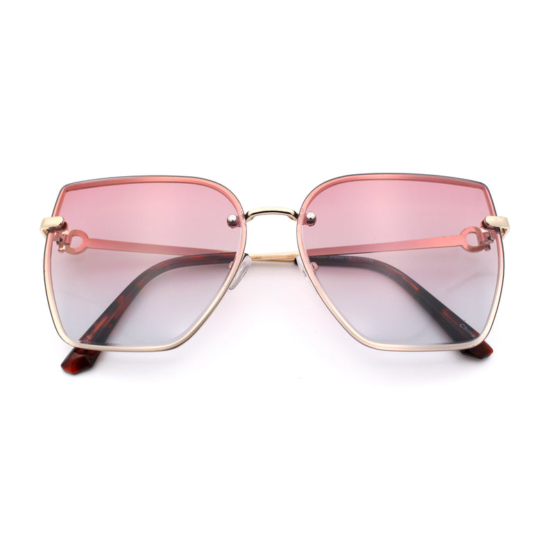 Womens 1990s Rimless Butterfly Metal Rim Designer Fashion Sunglasses