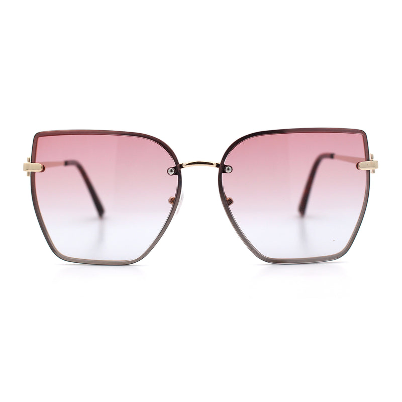 Womens 1990s Rimless Butterfly Metal Rim Designer Fashion Sunglasses