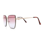 Womens 1990s Rimless Butterfly Metal Rim Designer Fashion Sunglasses