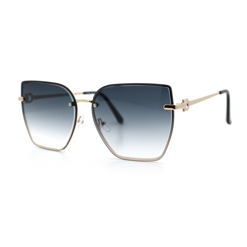 Womens 1990s Rimless Butterfly Metal Rim Designer Fashion Sunglasses