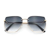 Womens 1990s Rimless Butterfly Metal Rim Designer Fashion Sunglasses