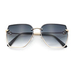 Womens 1990s Rimless Butterfly Metal Rim Designer Fashion Sunglasses