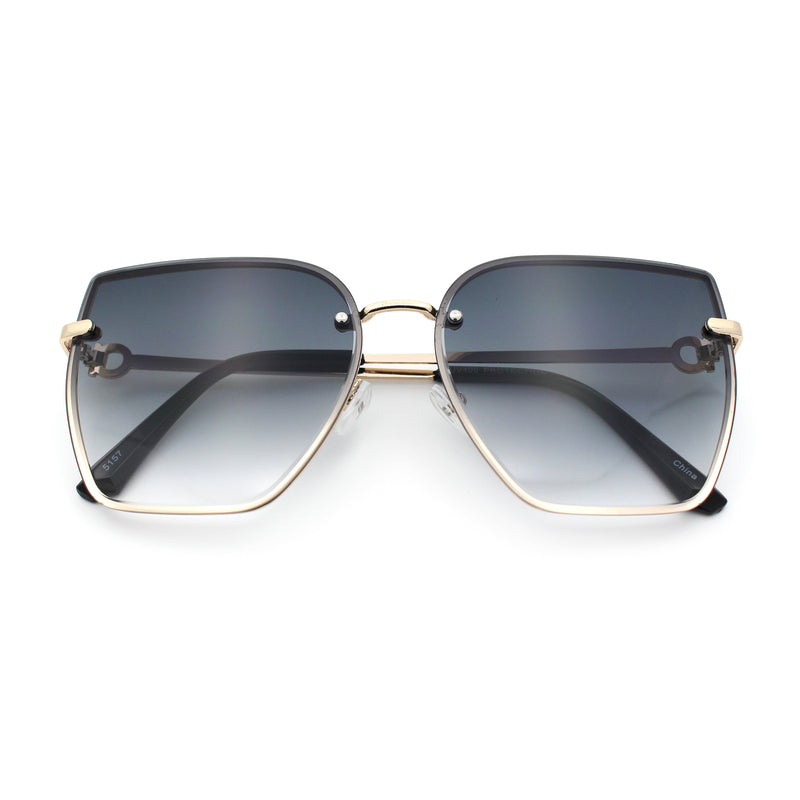 Womens 1990s Rimless Butterfly Metal Rim Designer Fashion Sunglasses