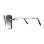 Womens 1990s Rimless Butterfly Metal Rim Designer Fashion Sunglasses