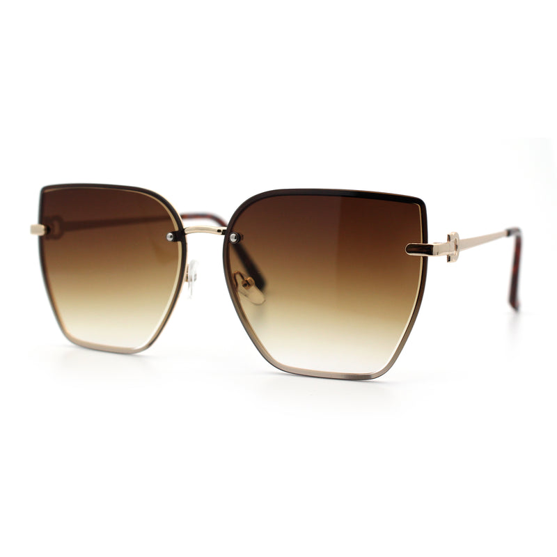 Womens 1990s Rimless Butterfly Metal Rim Designer Fashion Sunglasses