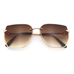 Womens 1990s Rimless Butterfly Metal Rim Designer Fashion Sunglasses