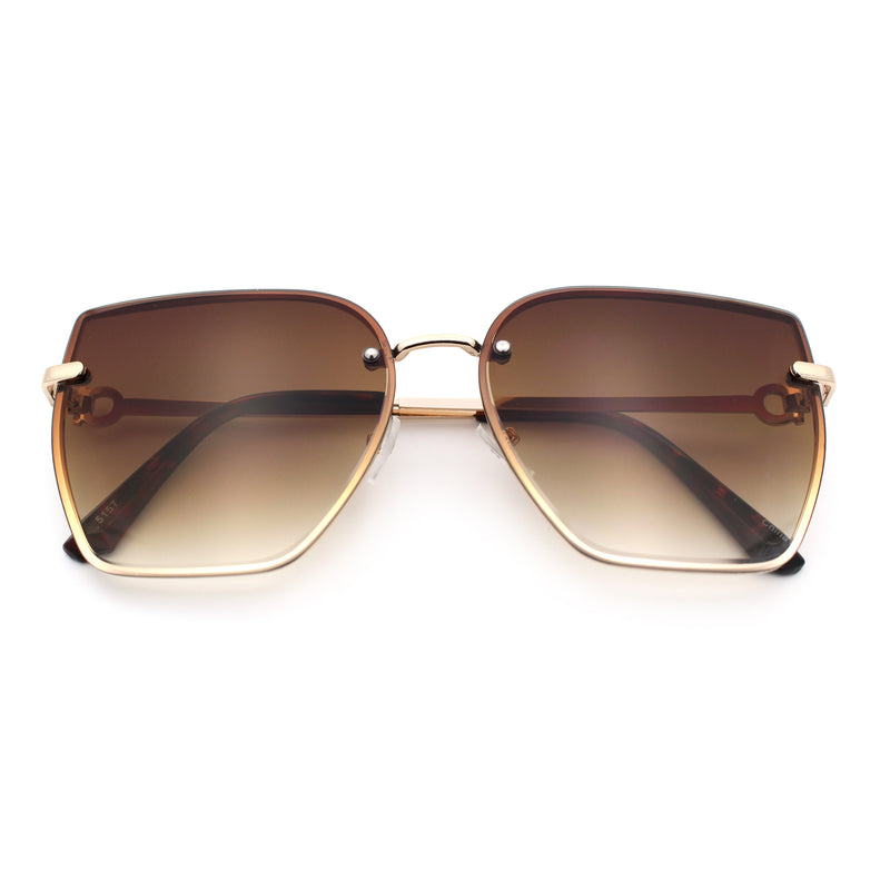 Womens 1990s Rimless Butterfly Metal Rim Designer Fashion Sunglasses