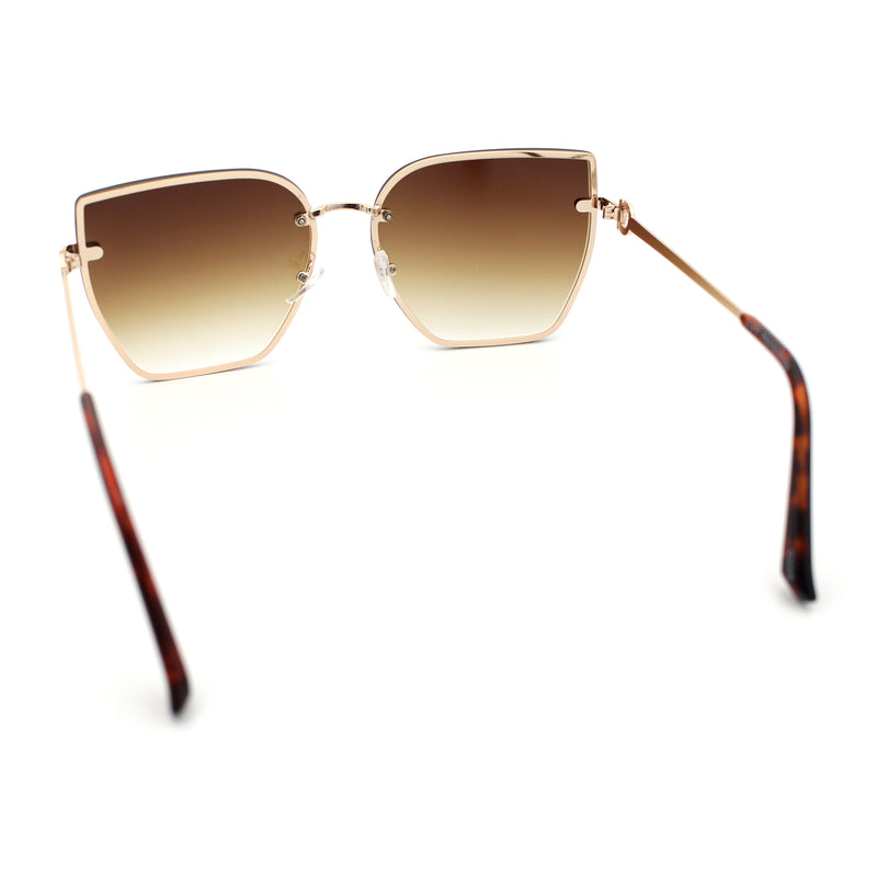 Womens 1990s Rimless Butterfly Metal Rim Designer Fashion Sunglasses