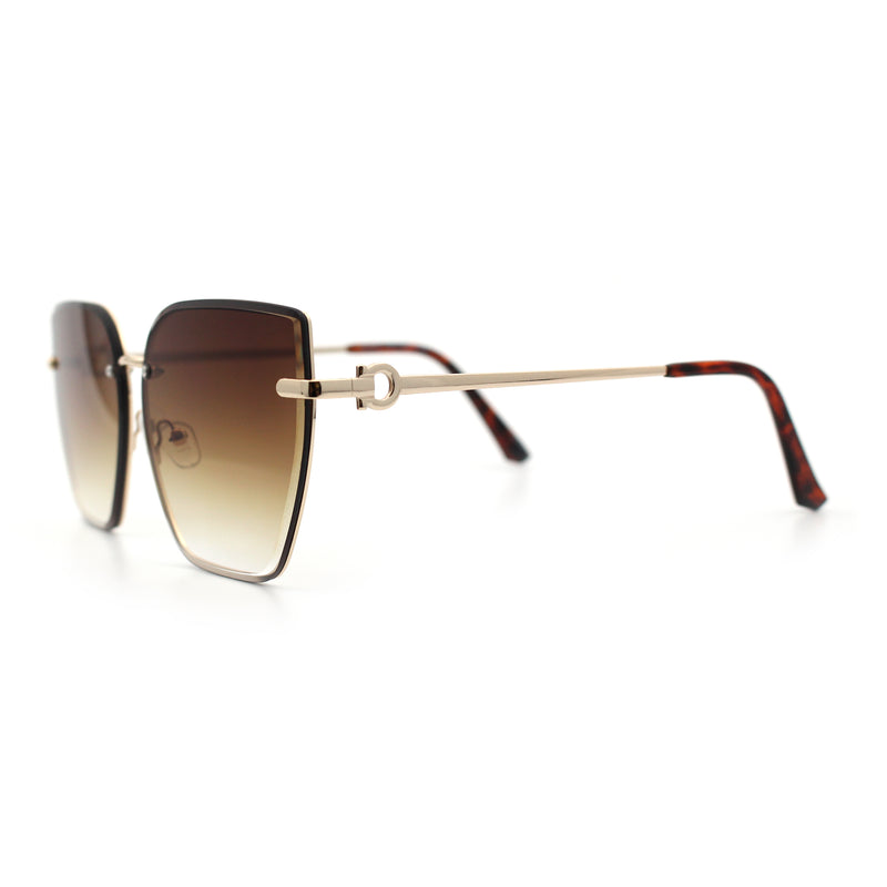 Womens 1990s Rimless Butterfly Metal Rim Designer Fashion Sunglasses