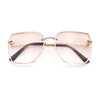 Womens 1990s Rimless Butterfly Metal Rim Designer Fashion Sunglasses