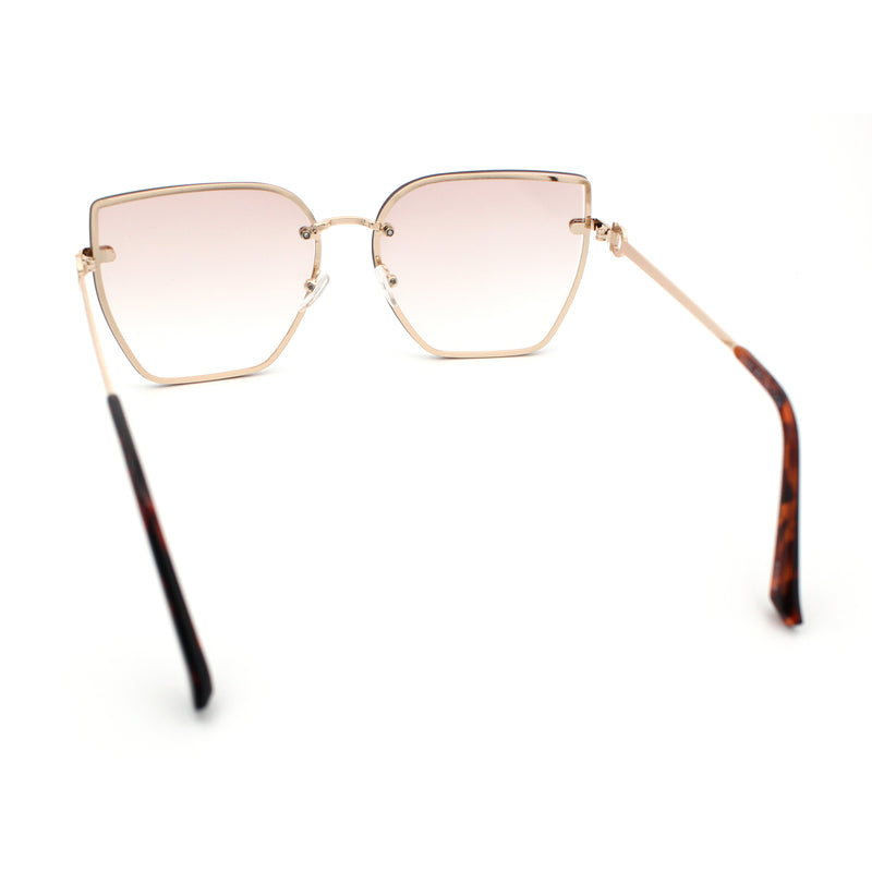 Womens 1990s Rimless Butterfly Metal Rim Designer Fashion Sunglasses