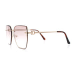 Womens 1990s Rimless Butterfly Metal Rim Designer Fashion Sunglasses