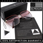 Womens 1990s Rimless Butterfly Metal Rim Designer Fashion Sunglasses