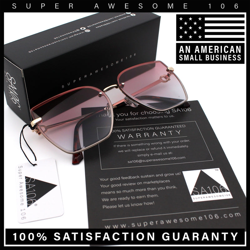 Womens 1990s Rimless Butterfly Metal Rim Designer Fashion Sunglasses
