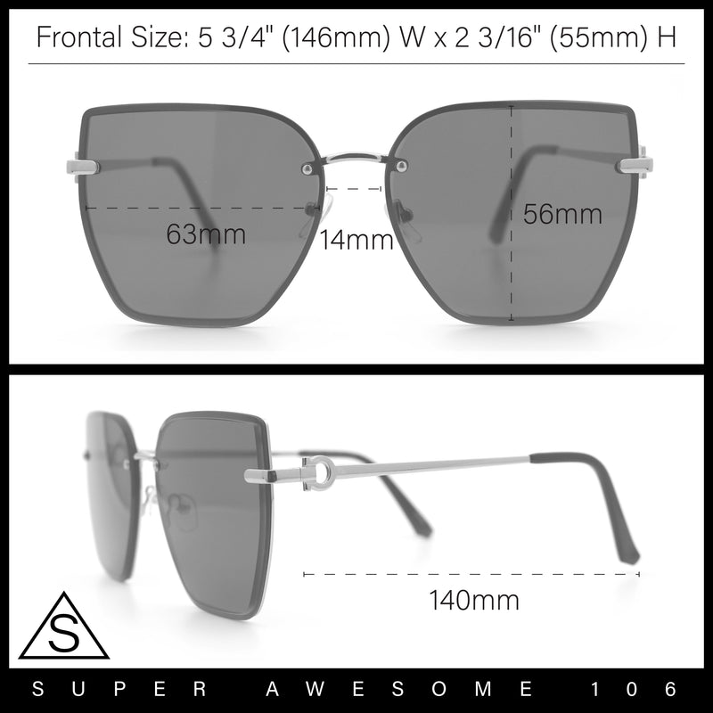 Womens 1990s Rimless Butterfly Metal Rim Designer Fashion Sunglasses