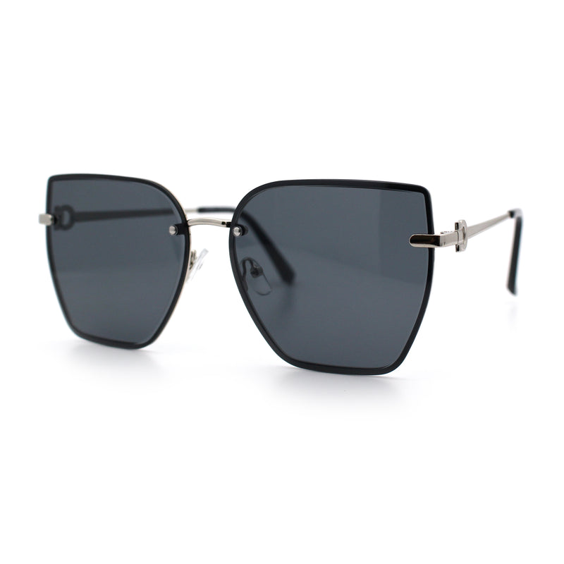 Womens 1990s Rimless Butterfly Metal Rim Designer Fashion Sunglasses