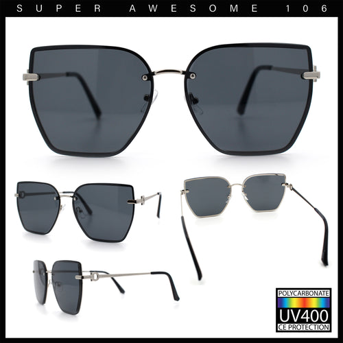 Womens 1990s Rimless Butterfly Metal Rim Designer Fashion Sunglasses
