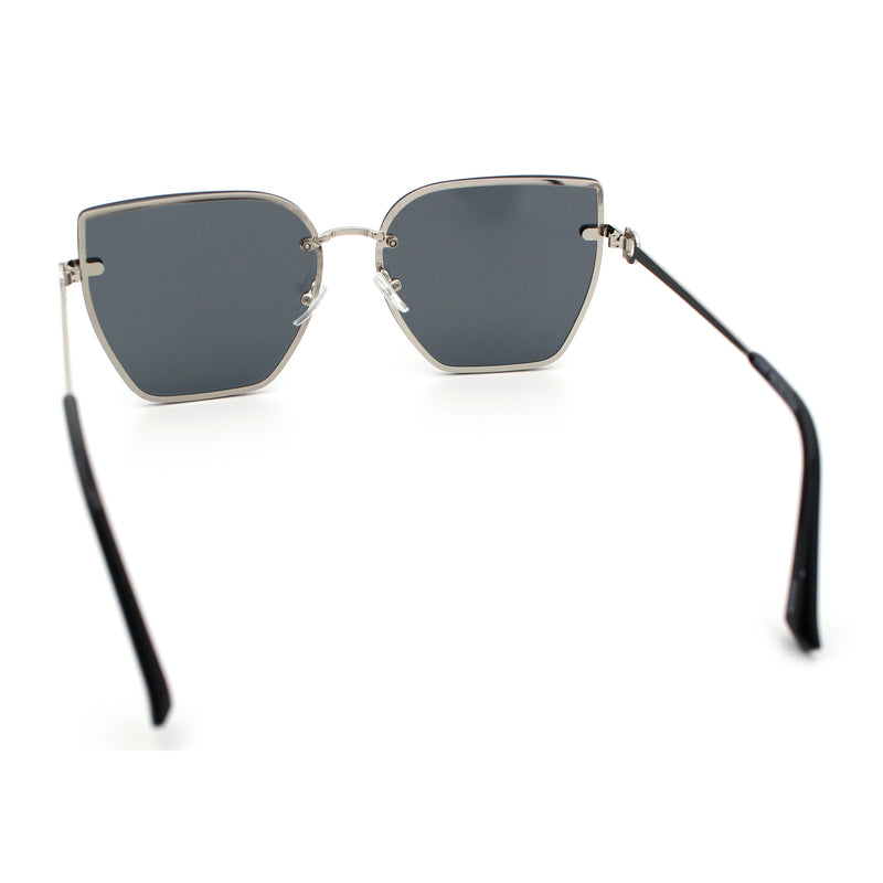 Womens 1990s Rimless Butterfly Metal Rim Designer Fashion Sunglasses