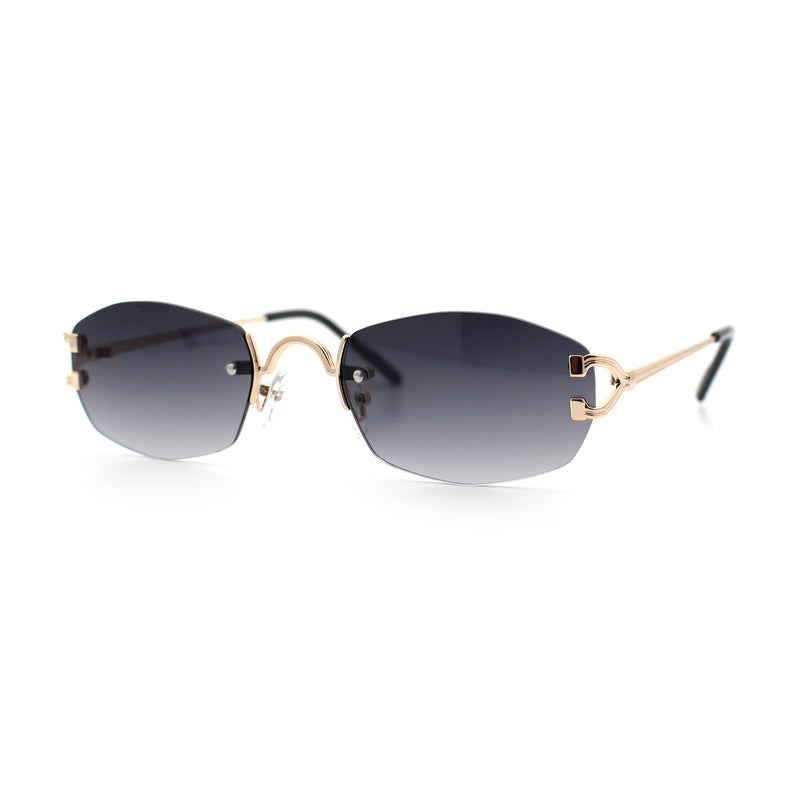 Luxury Rimless OG Fancy Narrow Oval Metal Rim Hustler Fashion Sunglasses