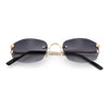 Luxury Rimless OG Fancy Narrow Oval Metal Rim Hustler Fashion Sunglasses