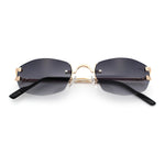 Luxury Rimless OG Fancy Narrow Oval Metal Rim Hustler Fashion Sunglasses