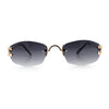 Luxury Rimless OG Fancy Narrow Oval Metal Rim Hustler Fashion Sunglasses