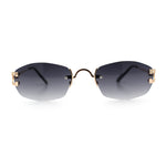 Luxury Rimless OG Fancy Narrow Oval Metal Rim Hustler Fashion Sunglasses