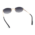 Luxury Rimless OG Fancy Narrow Oval Metal Rim Hustler Fashion Sunglasses