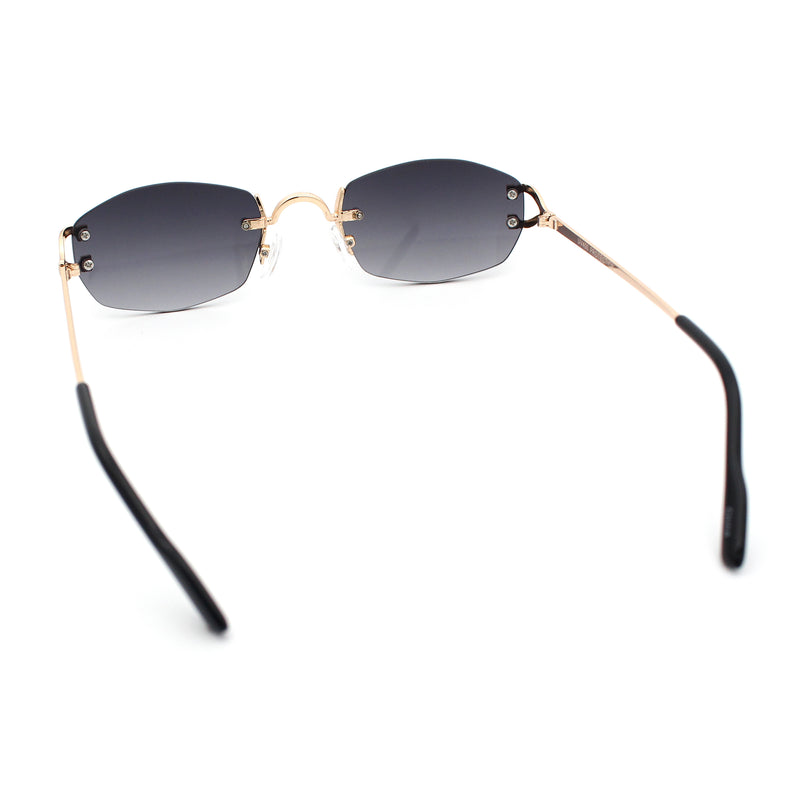 Luxury Rimless OG Fancy Narrow Oval Metal Rim Hustler Fashion Sunglasses