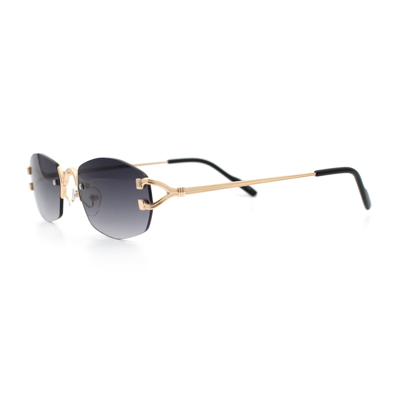 Luxury Rimless OG Fancy Narrow Oval Metal Rim Hustler Fashion Sunglasses