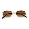 Luxury Rimless OG Fancy Narrow Oval Metal Rim Hustler Fashion Sunglasses