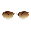 Luxury Rimless OG Fancy Narrow Oval Metal Rim Hustler Fashion Sunglasses
