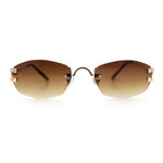 Luxury Rimless OG Fancy Narrow Oval Metal Rim Hustler Fashion Sunglasses
