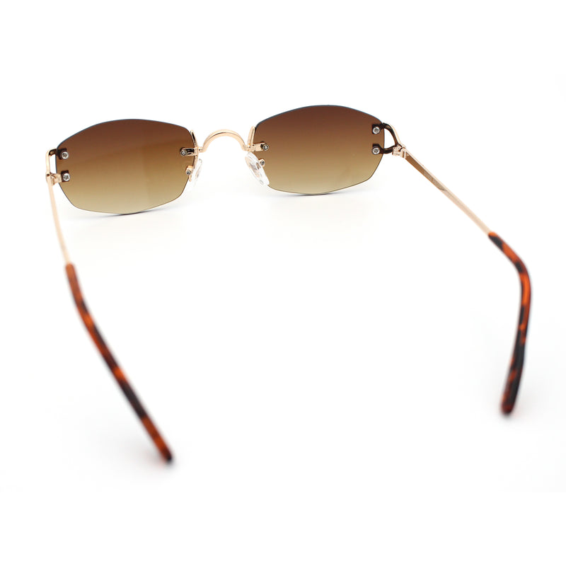 Luxury Rimless OG Fancy Narrow Oval Metal Rim Hustler Fashion Sunglasses